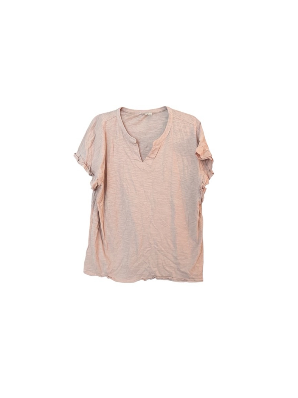 Cotton Bleu Women's Light Pink Short Ruffled Sleeve Top size Large